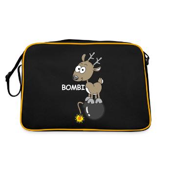 Bombi Deer, funny pictures, explosive - Retro Bag - black/gold - Back