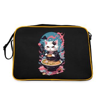 Chat Goth Pastel Ramen Soupe de nouilles Kawaii - Sac Retro - noir/or - Dos