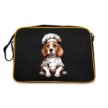 Beagle Dog with Chef's Hat - Cute Design - Retro Bag - black/gold - Back