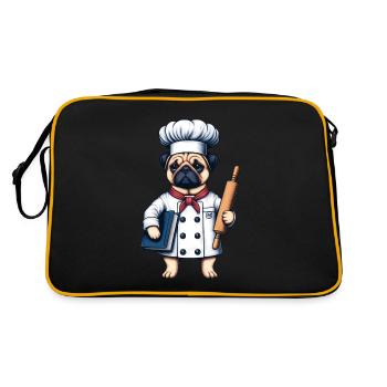 Chef-Chef Pug in the kitchen - Retro Bag - black/gold - Back