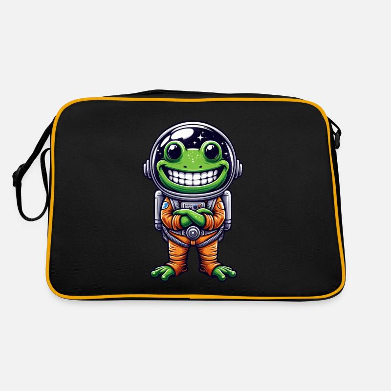 Cool frog astronaut in space universe Retro Bag