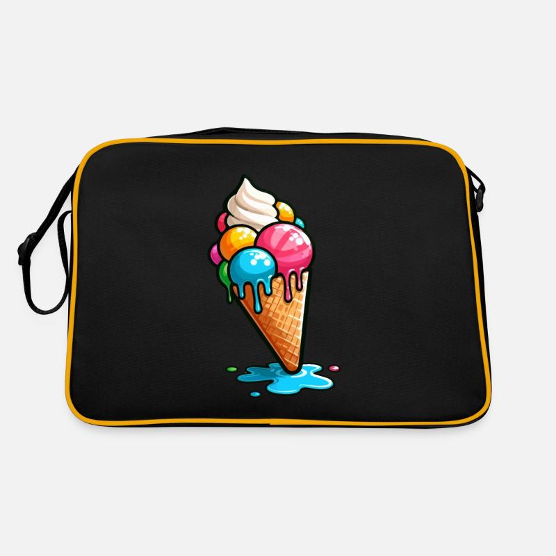 Cornets de glace Boules de crème glacée Cornet de crème glacée Crème glacée Sac Retro