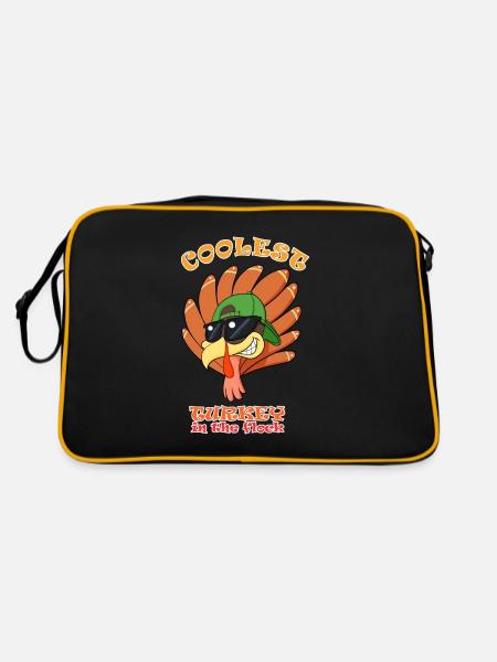 La dinde la plus cool du troupeau Je joyeux Thanksgiving - Sac Retro - noir/or - Dos