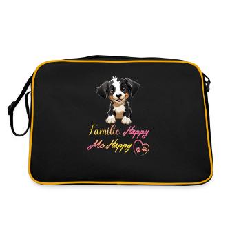 Chien Famille Heureux Moi Heureux - Sac Retro - noir/or - Dos