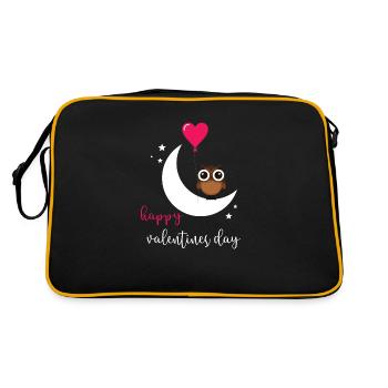 Valentine's Day Owl Heart Happy Valentine's Day - Sac Retro - noir/or - Dos