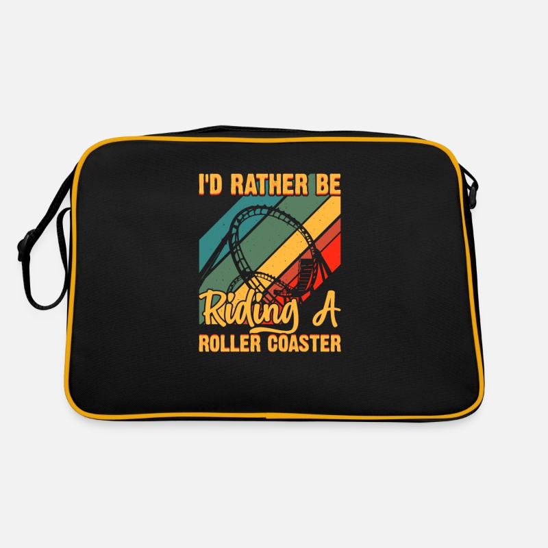 I'd Rather Be Riding A Roller Coaster Funny Roller - Retro Bag - black/gold