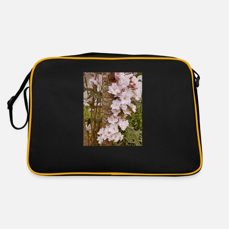 Delicate cherry blossoms on tree trunk Retro Bag