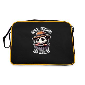 Trash possum with hat looking out of the garbage can - Retro Bag - black/gold - Back