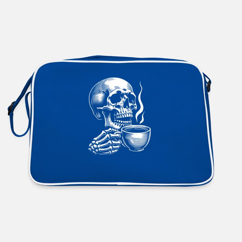 Crâne avec tasse à café Sac Retro