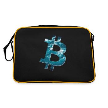 Bitcoin Logo Water Texture - Retro Bag - black/gold - Back