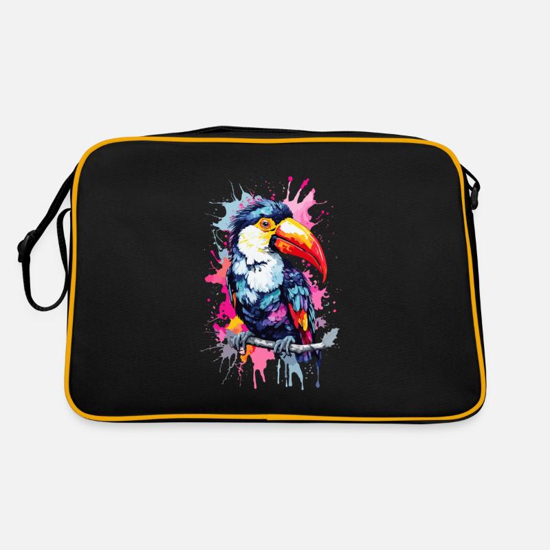 Tucan Oiseau Coloré - Sac Retro - noir/or