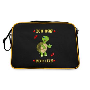 Baby Land Schildkröte meint: Ich hab dich lieb - Retro Tasche - Schwarz/Gold - Hinten