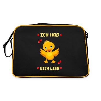 Baby Entlein findet: Ich hab dich lieb - Retro Tasche - Schwarz/Gold - Hinten