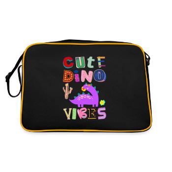 Cute Dino Vibes 3 - Retro Tasche - Schwarz/Gold - Hinten