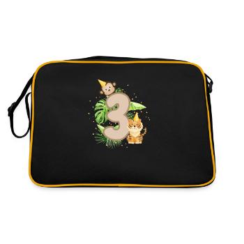 Troisième anniversaire Jungle Tiger Monkey Baby Shower - Sac Retro - noir/or - Dos