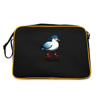 KAMPFMÖWE - Humorvolles Design für Möwen-Fans! - Retro Tasche - Schwarz/Gold - Hinten