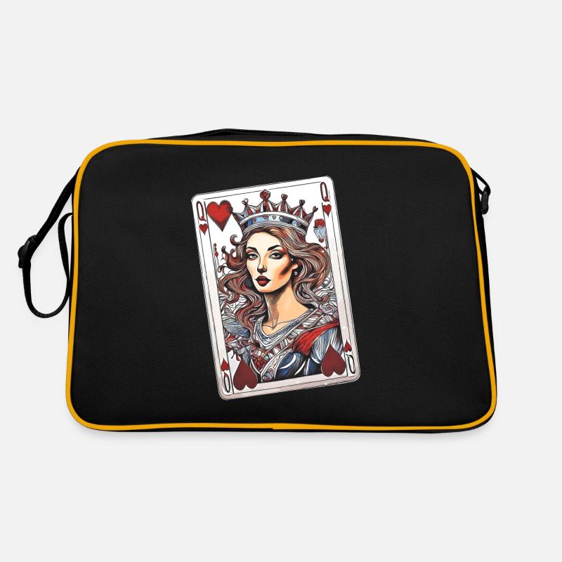 Herz Dame - Retro Tasche - Schwarz/Gold