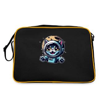Space Cat to Moon - Retro Tasche - Schwarz/Gold - Hinten