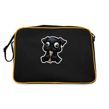 Petit bouledogue noir mangeant un os - Sac Retro - noir/or - Dos