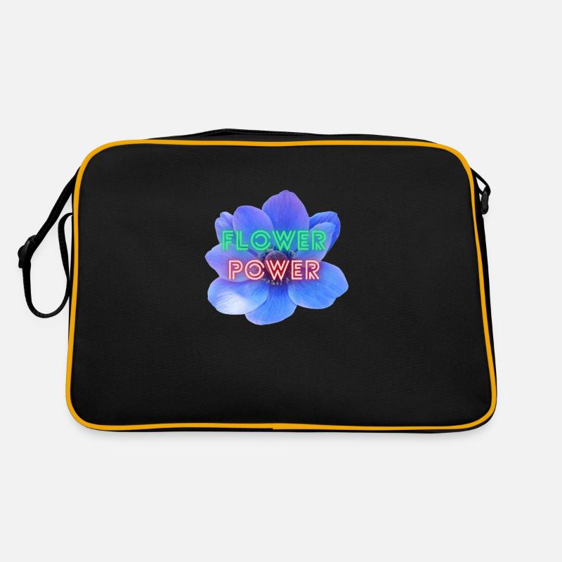 Flower Power - Retro Tasche - Schwarz/Gold