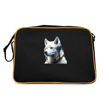 Stolzer Schäferhund mit futuristischen Kopfhörern - Retro Tasche - Schwarz/Gold - Hinten