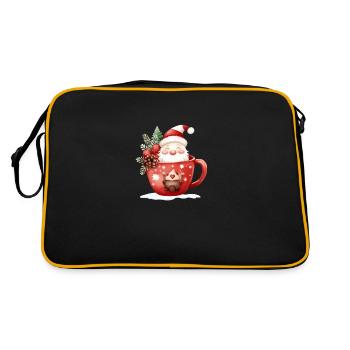 Wichtel in Weihnachtstasse - Retro Tasche - Schwarz/Gold - Hinten