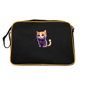 Katze - Retro Tasche - Schwarz/Gold - Hinten