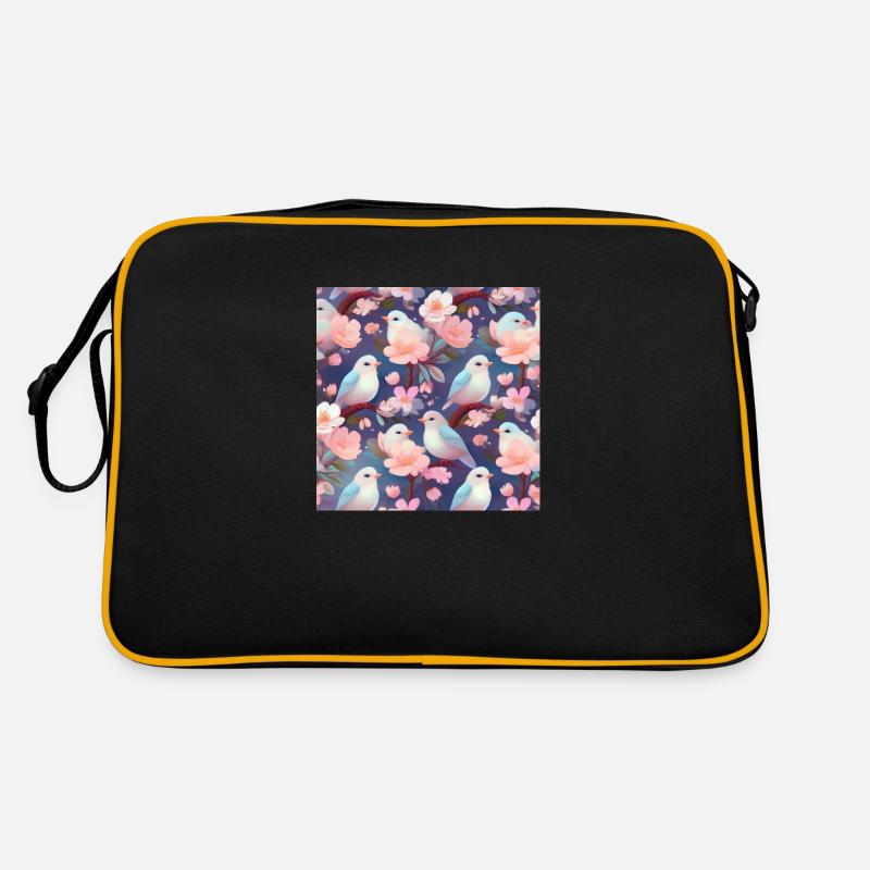 Birds in the Cherry Blossom Tree | Seamless pattern Retro Bag