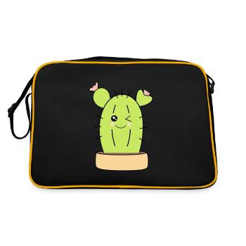Kawaii Kaktus - Retro Tasche - Schwarz/Gold - Hinten