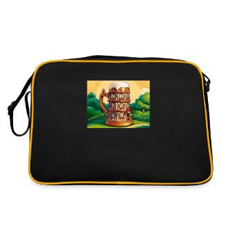 Ein Fachwerkhaus in Form eines Bieres - Retro Tasche - Schwarz/Gold - Hinten