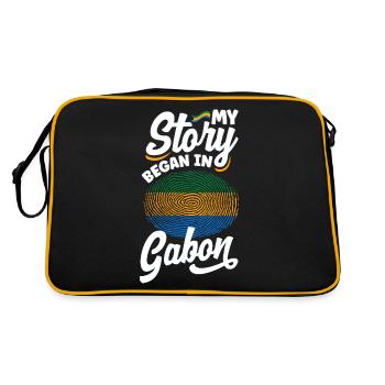 Gabonese Gabon Gabonese Flag My Story Began In - Retro Bag - black/gold - Back