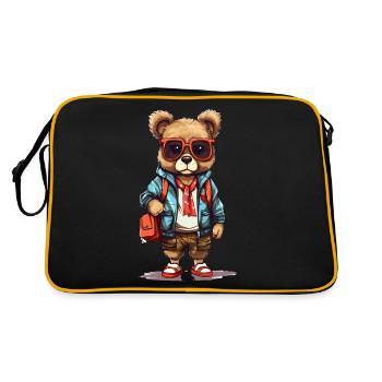 Cute Bear Cartoon - Retro Bag - black/gold - Back