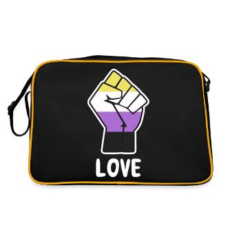 Love Nonbinary Pride Fist Design for Equality - Retro Bag - black/gold - Back