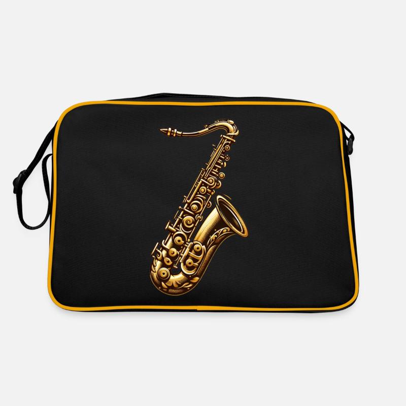 Saxophon - Retro Tasche - Schwarz/Gold