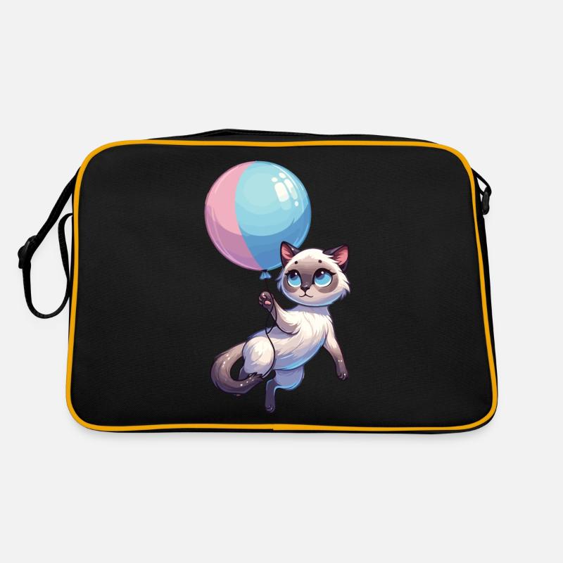 Katze mit Luftballon Retro Tasche