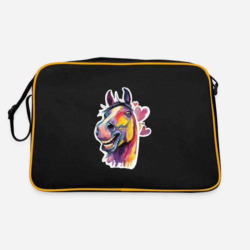 Buntes Pferd im Aquarellstil Retro Tasche