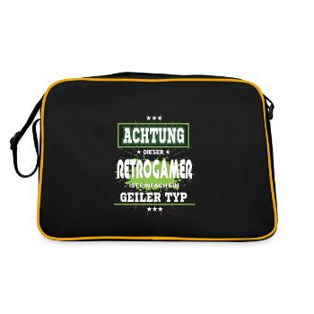 Retrogamer ist einfach nur ein geiler Typ - Retro Tasche - Schwarz/Gold - Hinten