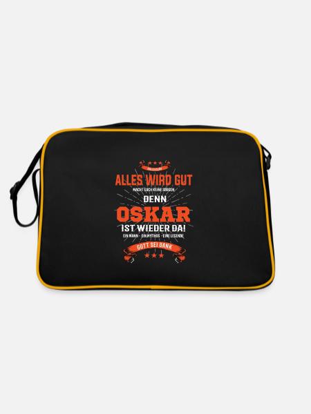 Alles wird gut denn Oskar Ist da T-Shirt - Retro Tasche - Schwarz/Gold - Hinten