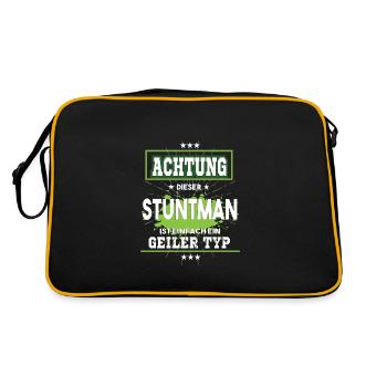Stuntman ist einfach ein geiler Typ T-Shirt - Retro Tasche - Schwarz/Gold - Hinten