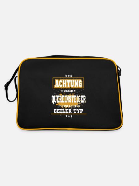 Quereinsteiger ist einfach ein geiler Typ T-Shirt - Retro Tasche - Schwarz/Gold - Hinten