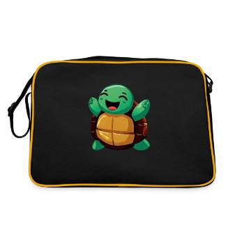 Schildkröte Reptil Terrarium - Retro Tasche - Schwarz/Gold - Hinten