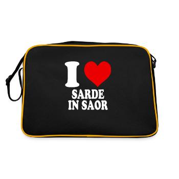 Ich liebe Sarde in Saor Herz Lustig Witzig - Retro Tasche - Schwarz/Gold - Hinten