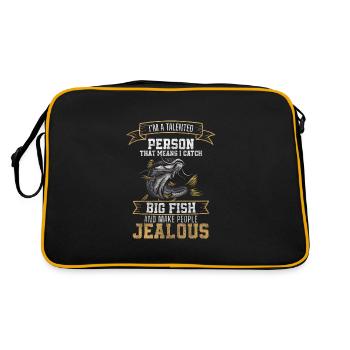 Pêcheur, Pêche, Loisirs, Eau - Sac Retro - noir/or - Dos