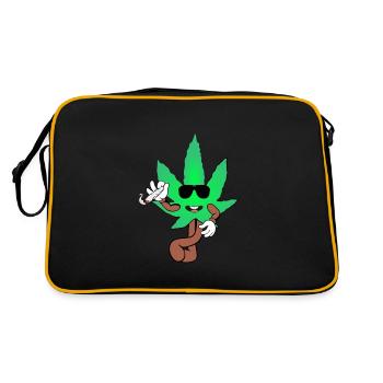 Der Bloom - Weed Cannabis Stoned Hanf Marihuana - Retro Tasche - Schwarz/Gold - Hinten