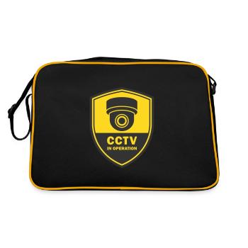 Warning CCTV Camera Badge Security Sign Icon - Retro Bag - black/gold - Back