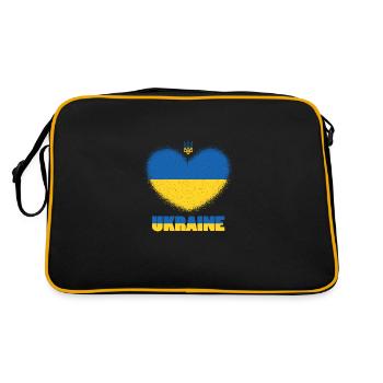Ukraine Flagge Herzunterstützung Ukraine - Retro Tasche - Schwarz/Gold - Hinten