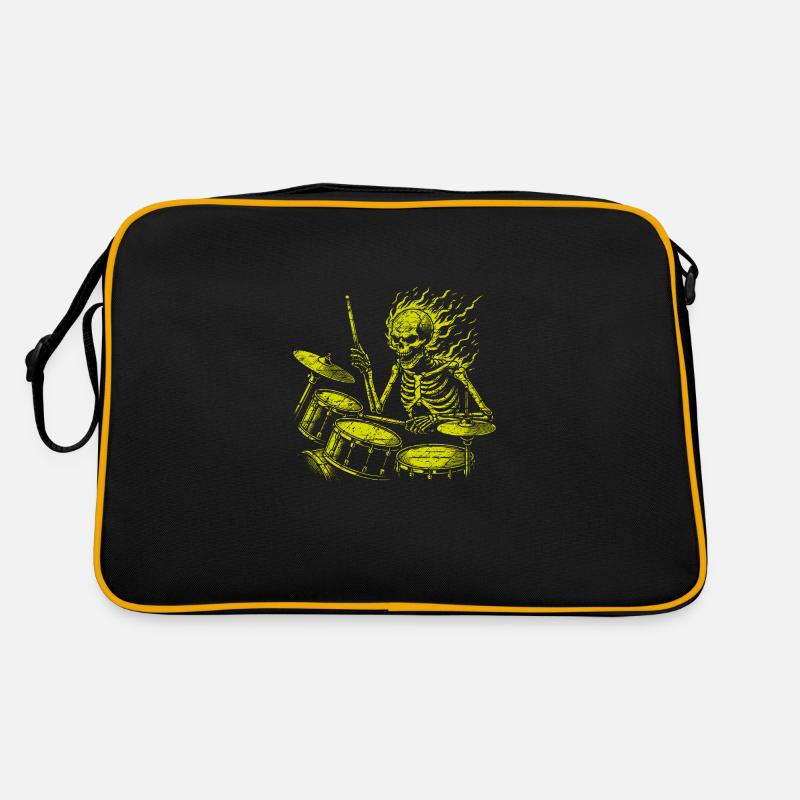 Drummer Skull Skelett am Drumset Retro Tasche