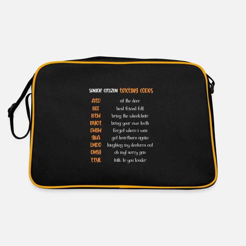 Text codes Senior Citizen or Eldery Person Gesch Retro Bag