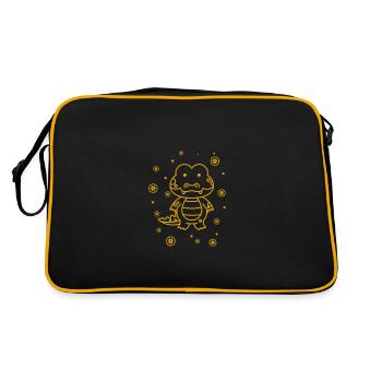 lustiges kleines Krokodil - Retro Tasche - Schwarz/Gold - Hinten