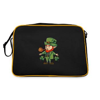 Leprechaun Kobold Irland - Retro Tasche - Schwarz/Gold - Hinten